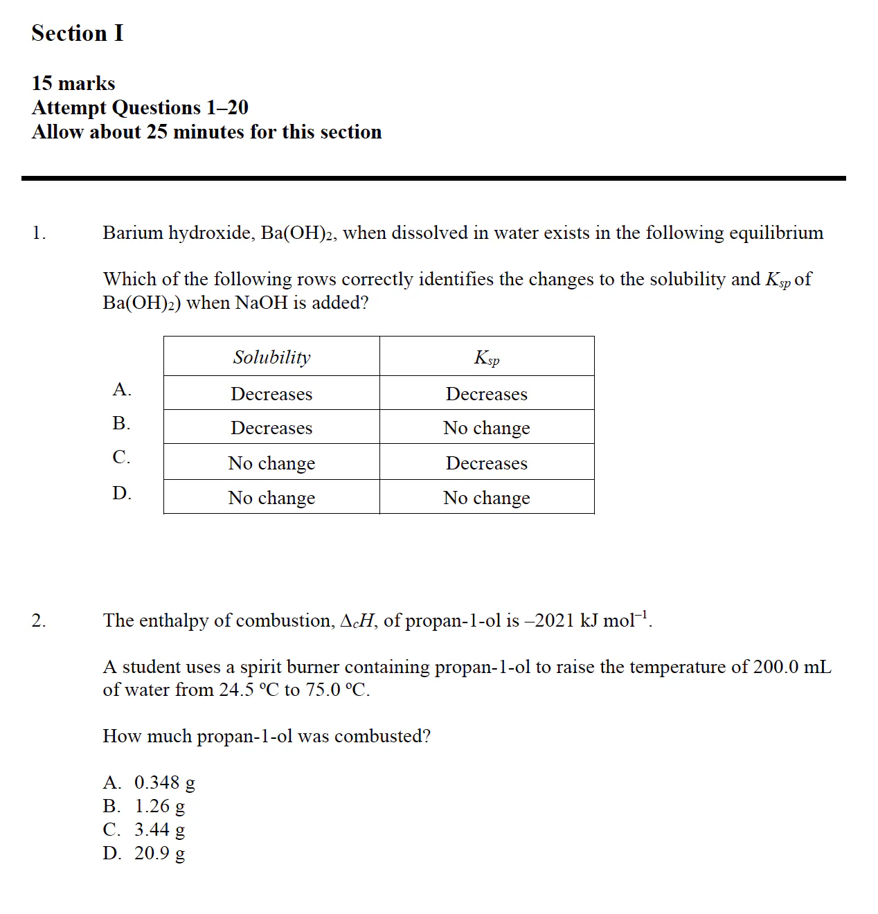 HSC Chemistry All-Module Practice Exam A (2019) - Image 3